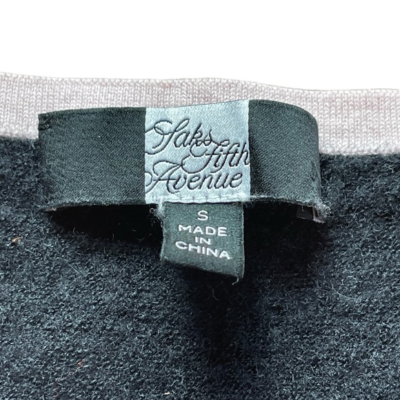 SAKS FIFTH AVENUE BLACK & PINK CASHMERE KNIT TANK SWEATER SMALL - Picture 4 of 10